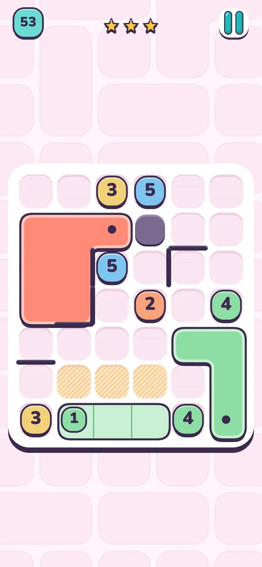 Palmo: the board, patches growing from numbered squares